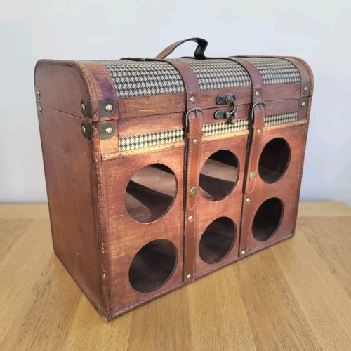 6 Flaschen Weinregal/Halter Schatztruhe Truhe + Top Stauraum Griff & Schloss