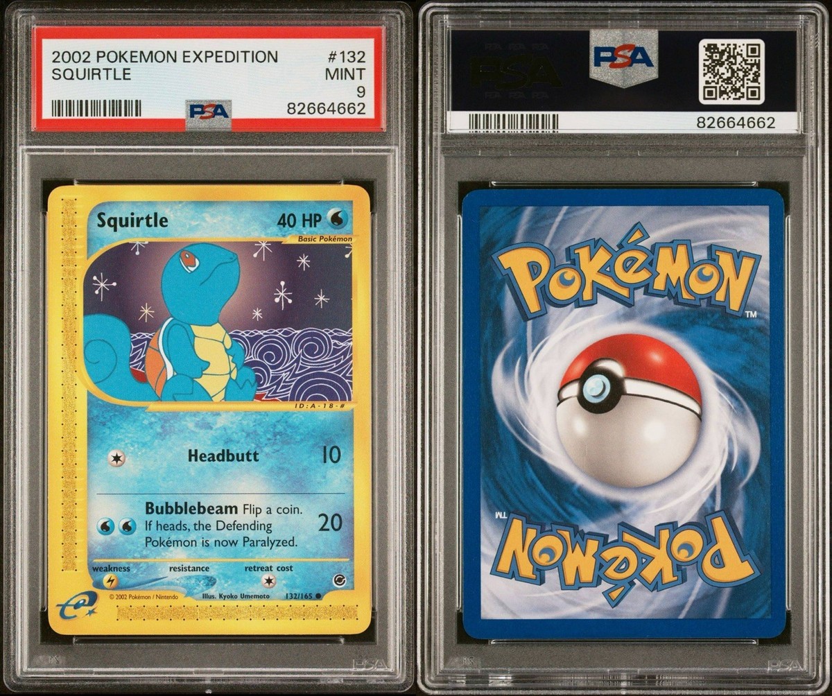 2002 squirtle pokemon card CGC 8 Squirtle Reverse Holo 131/165 Expedition Pokemon 2002