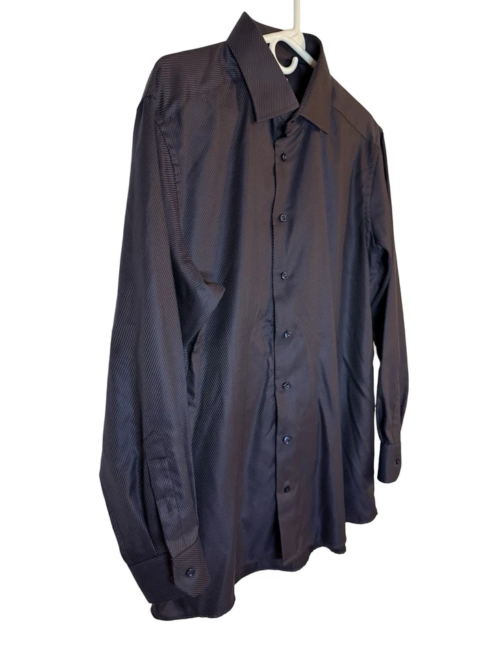 Camisa de vestir contemporánea Eton para hombre talla 44/17,5 abotonada púrpura negocios informal Foto 2 de 4