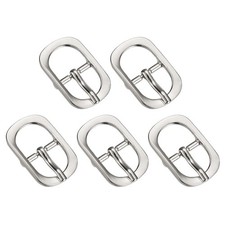 5Pcs 0.59" Single Prong Belt Buckle Oval Center Bar Buckles for Belt, Silver