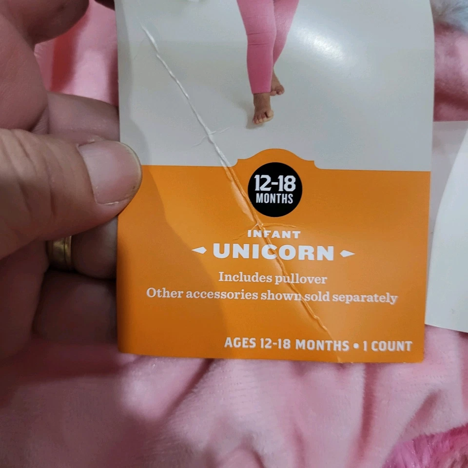 Infantil Niñas Rosa Amarillo y Naranja Pullover con Capucha Peluche Unicornio Disfraz 12-18 Foto 2 de 2