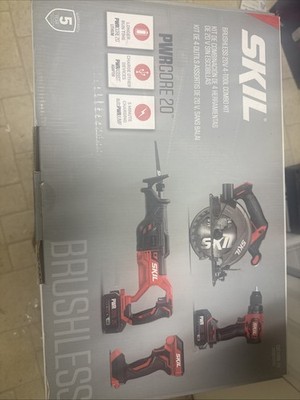 Skil - PWR CORE 20 Brushless 20V 4-Tool Kit: Drill Driver, Reciprocating Saw,...