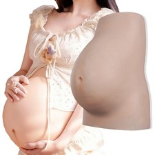 kikookikoo Silicone Pregnant Belly 6-9 Month, Realistic six-month, Ivory