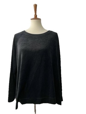 Time&Tru Women s Top XXL Black Soft Velvety Crew Neck Long Sleeve Pullover Cozy