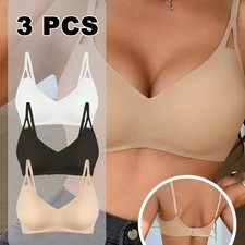3Pcs Women's Wireless Bralette Bra Seamless Smooth U Back Bras Supportive Bra