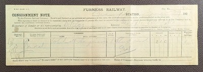 Frachtbrief Furness Eisenbahn 1921 - Wolle von Grange nach Kendal