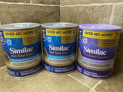 3 Similac 360 Total Care & Pro Total Comfort Non-GMO Infant Milk-Based 30.2oz
