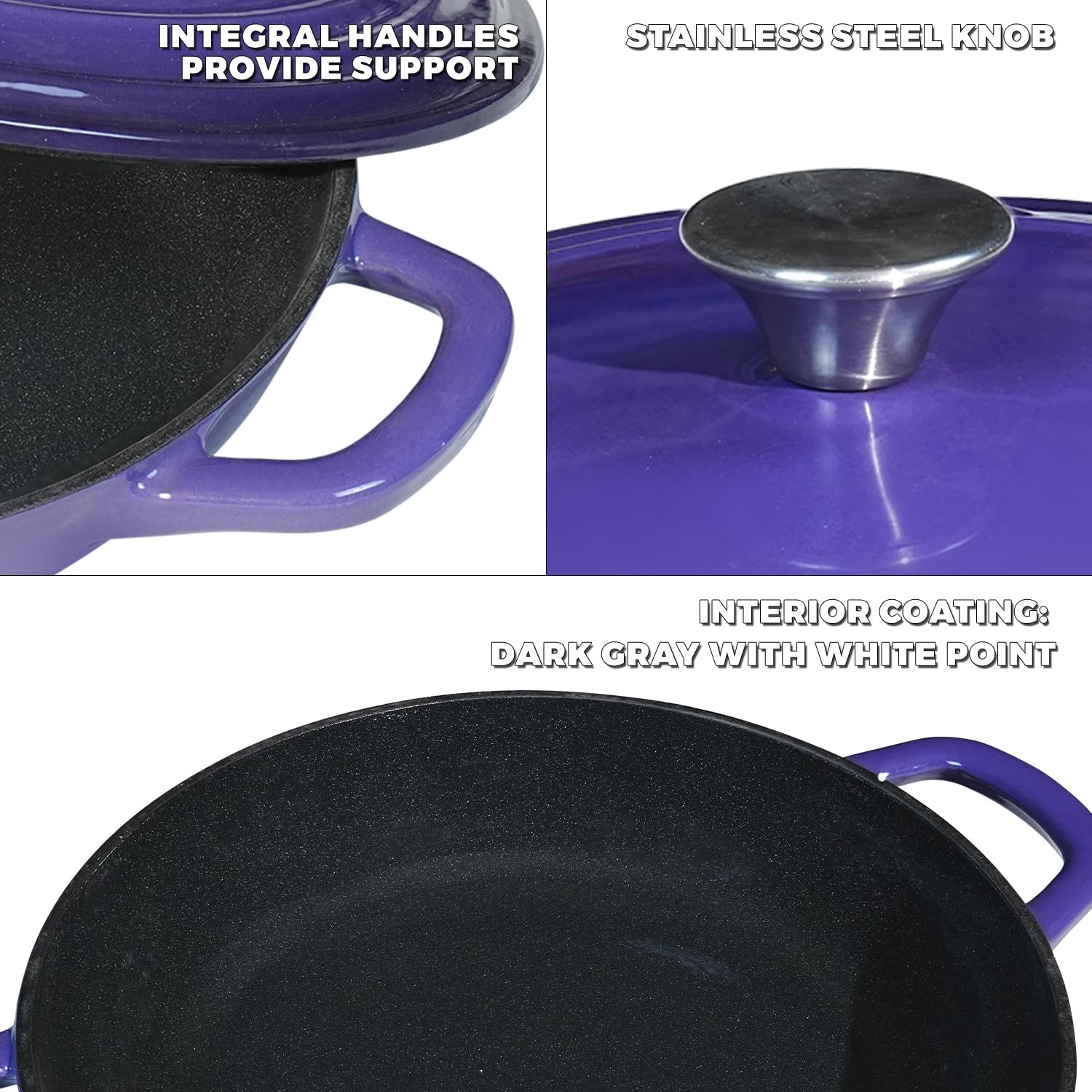 Braiser Enameled Cast Iron Braiser 2.25 qt Braiser Pan with Lid Purple Shallo...