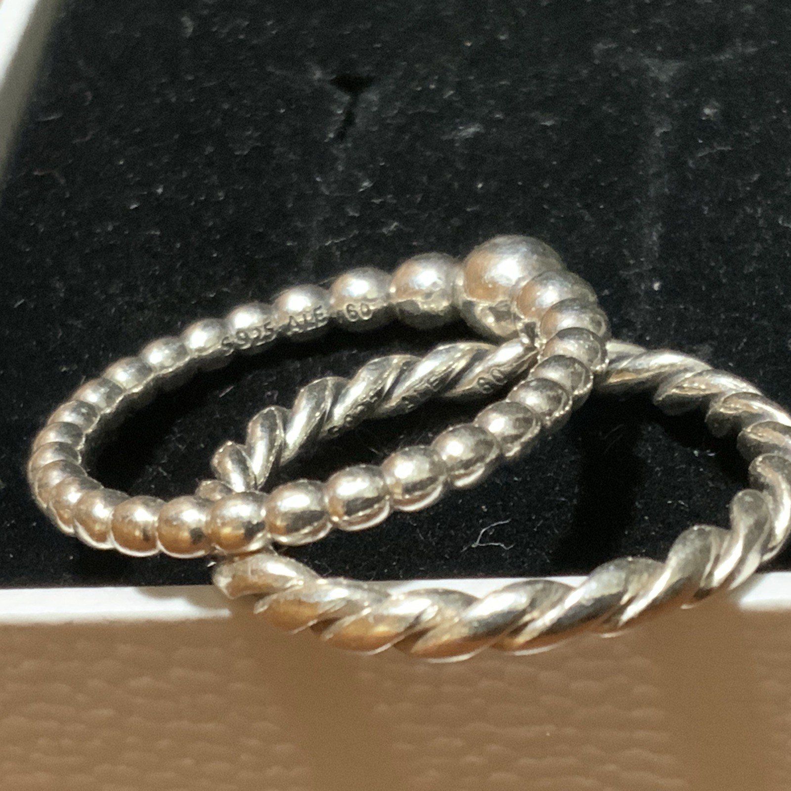 2 Authentic PANDORA SS 925 Ale Stackable Rings - image 6