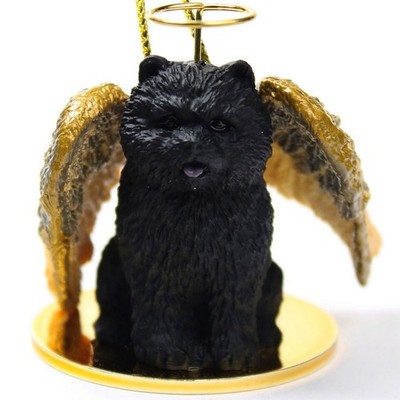 Chow Chow Ornament Angel Figurine Hand Painted Black