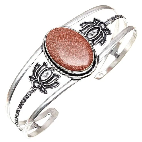 Red Sunsitara Gemstone Handmade Jewelry Cuff Bracelets 7''Adjustable