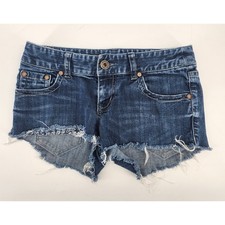 Mossimo Supply Co Denim Cut Off Shorts Dark Wash Raw Hem Floral Pockets Size 1