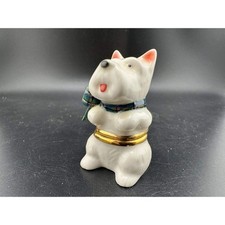 Caja de baratija de cerámica para perro Orchid Westie arco a cuadros porcelana cachorro interior 058 (47)
