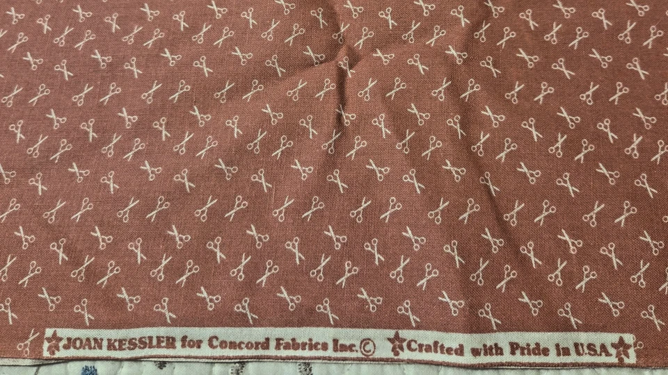 Joan Kessler for Concord Tiny Scissors Mini Print on Coral Cotton 3.75 Yards - Image 4 of 4
