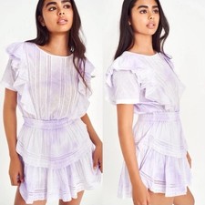 Love Shack Fancy Mini Dress Natasha Cotton Cottagecore Coquette Lilac Size L