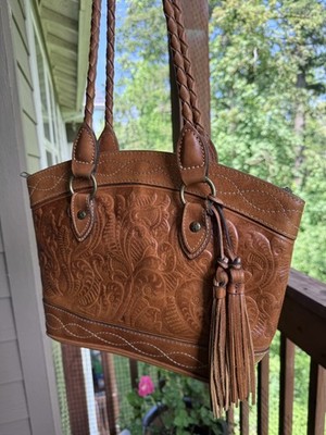 Patricia Nash Zamora Tote Purse EUC Tooled Embossed Full Grain Leather Bag
