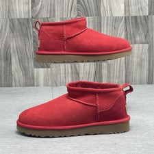 Women Size 6 - Ugg 1116109 Women's Classic Ultra Mini Red Sheepskin Ankle Boots