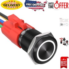 16mm Latching Touch Button Switch for 12V Systems - Waterproof with LED Eye