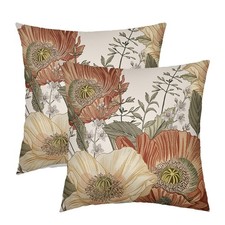 KSLIDS Vintage Floral Decorative Throw Pillow Covers 20x20 Inch Brown Rust Co...