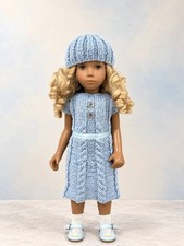 16  Sasha Doll Knitted Wool Dress  Beret Set Blue Handmade