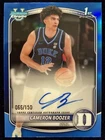 2025 Bowman Chrome Cameron Boozer 1st Autograph True Blue Refractor 66/150 RC...