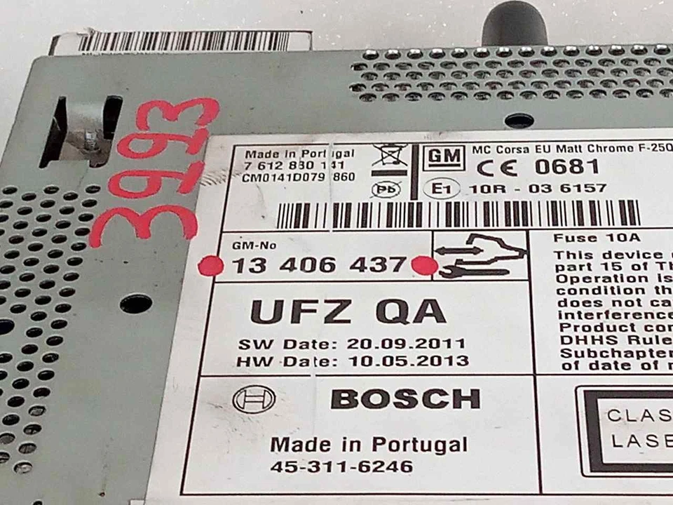 13406437 audio system für OPEL CORSA D 1.3 CDTI (L08 L68) 2006 521584 - Bild 3 von 4