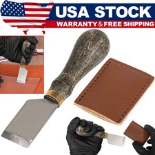 Hand-Forged Leather Skiving Knife For DIY Leather Craft Cutting w/Storage Sheath