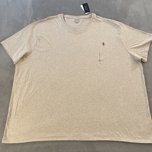 NEW Polo Ralph Lauren Tee T Shirt Men's 4XB 4XL Big Tall Heather Beige Crew NWT