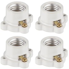 Saysurey 4 Pcs Porcelain Lamp Holder Socket E26/E27 Medium Keyless white