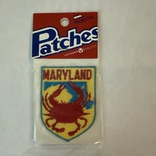Vintage NOS, Maryland, Crab, Iron On Souvenir Patch by Voyager Emblems