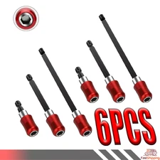 6Pcs 1/4 Hex Shank Quick Release Magnetic Screwdriver Extension Holder Drill Bit