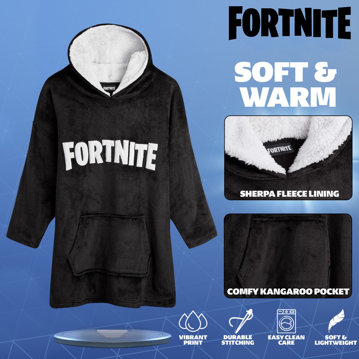 Fortnite Oversized Hoodie/Blanket for Children Black for sale