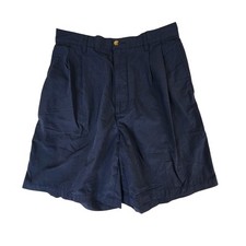 Trader Bay Shorts Mens Large Navy Pleated Elastic Waist Casual Golf Chino