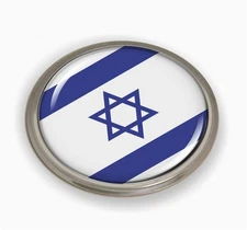 BestLicensePlateFrames Flag of Israel | 3D Domed CAR Emblem Badge Sticker Round