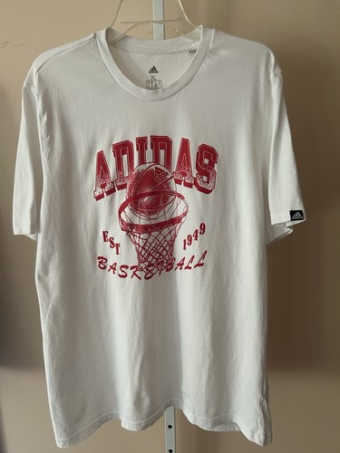 Men’s Adidas White & Red Basketball Logo T Shirt Sports Size XL - Picture 11 of 11