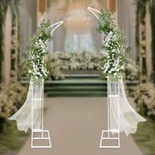 2 PCS Curved Wedding Arched Bracket Arch Backdrop Stand for Ceremony and Party