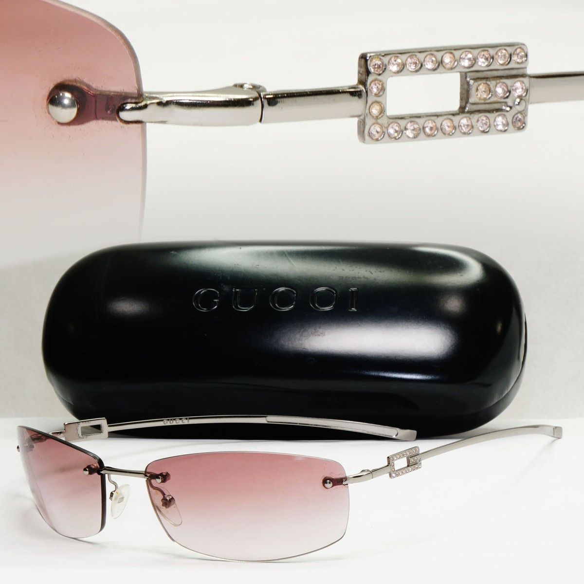 Gucci Sunglasses 1997 Vintage Rimless Silver Brown GG 1784/S Gucci Sunglasses 1997 Vintage Rimless Silver Brown GG 1784/S