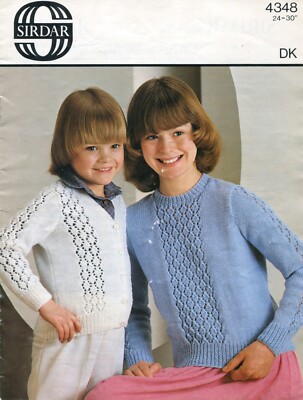 Sirdar 4348 Kinder Strickjacke Pullover DK 24-30'' Vintage Strickmuster V3