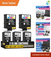 5 Pack T215 Ink Cartridges - 3 Black  2 Tri-Color for WF-100/WF-110 Printers