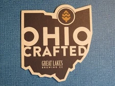Beer Brewery Coaster ~ GREAT LAKES Brewing Co State Map ~ Cleveland, OHIO