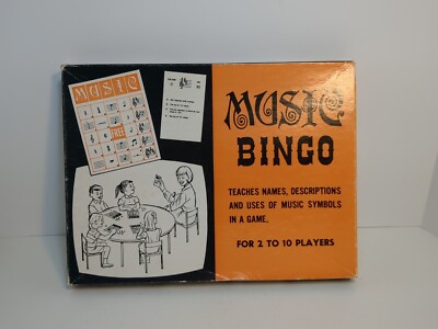 1967 Vintage Music Bingo game 2-9Players Fun Game Parties/Piano Pre-owned 