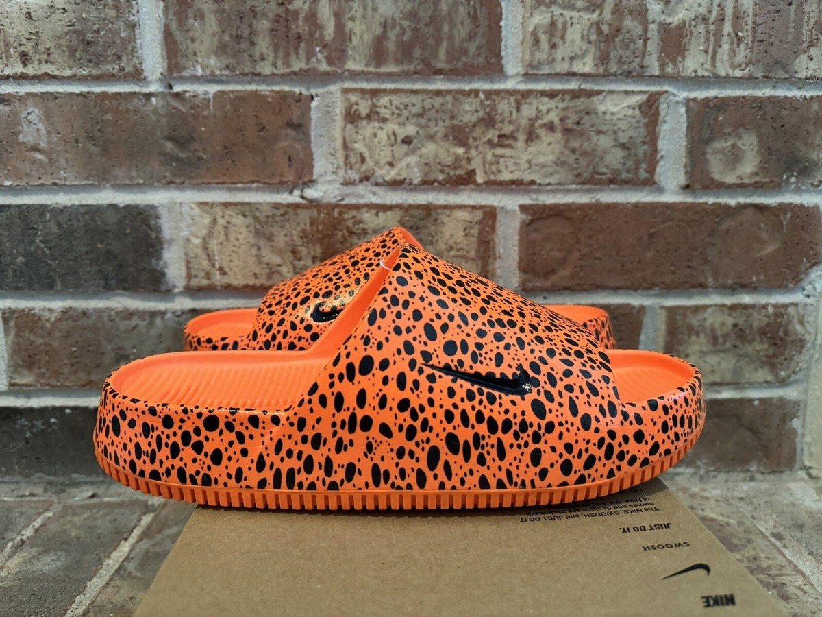 New 10 Nike Calm Slide Sandals Print NS Orange Safari Olympics