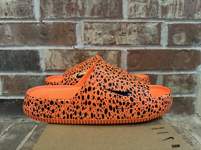 New 10 Nike Calm Slide Sandals Print NS Orange Safari Olympics
