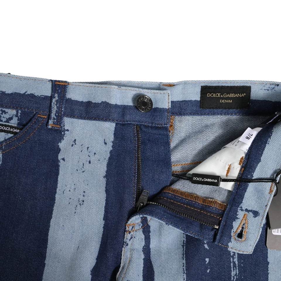 Pantalones de mezclilla a rayas de algodón azul DOLCE & GABBANA para niños s. Etiqueta 10 570usd Foto 4 de 4