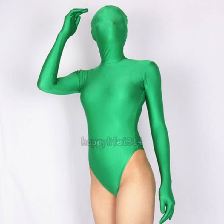 Unisex spandex zentai costume Skin faceless open face party bodysuit size  S-XXL