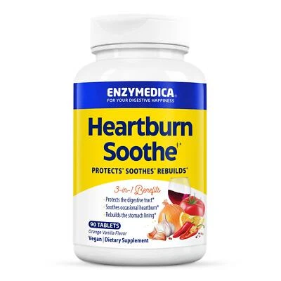 Enzymedica Heartburn Soothe Vanilla-Orange 90 Chewables, Digestive Support