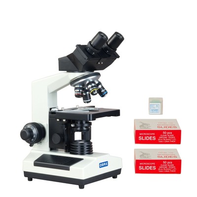 40X-1000X Binocular Compound Laboratory Microscope with Blank Slides+Covers