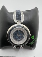 Croton Blue Pave  Clear Crystal Bangle Watch GORGEOUS