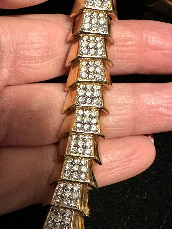 Collar de eslabones de serpiente Swarovski firmado por cisne cristal pavé’ Foto 3 de 4