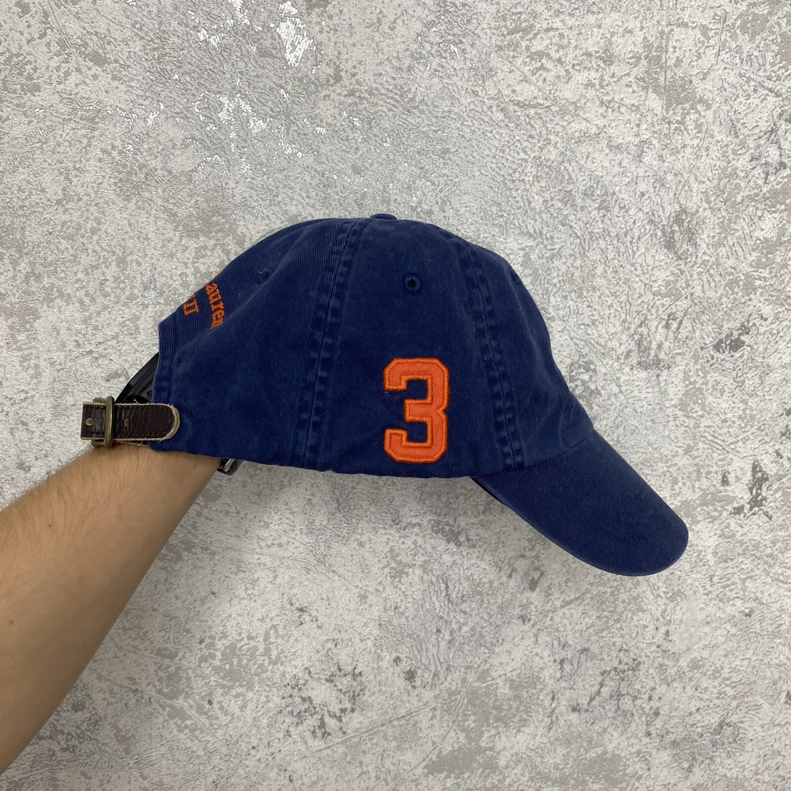 Cappello Polo Ralph Lauren Big Pony Berretto MCMLXVII Pelle Strapback Blu Arancione